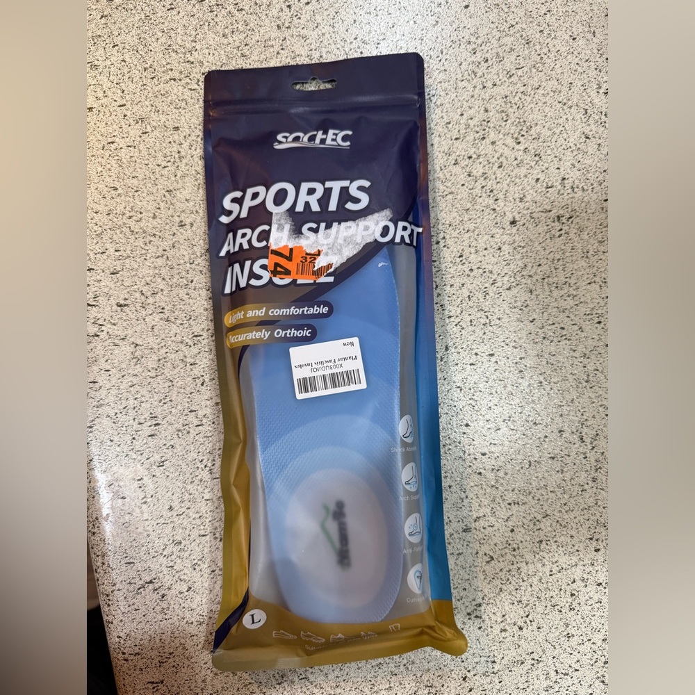 SOCTEC Sports Arch Support Orthotic Insoles for Plantar Fasciitis Support